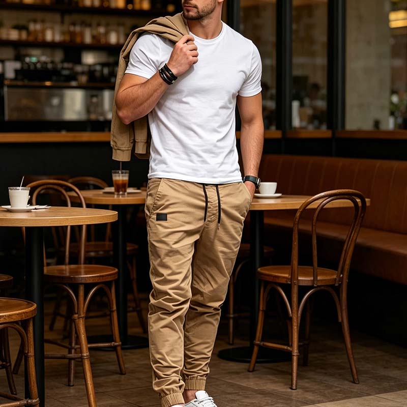 Pantalón jogger hombre con cordón y bolsillos