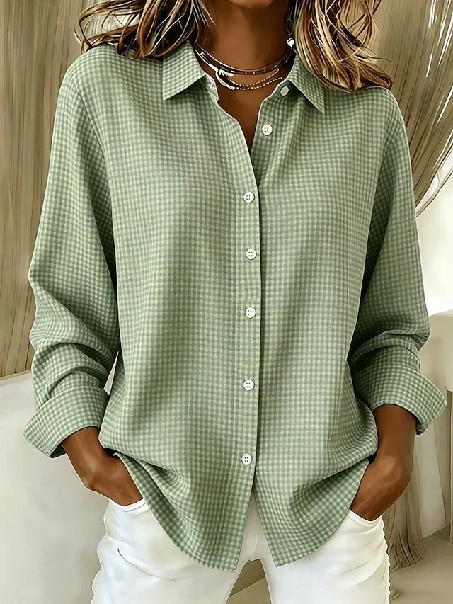 Hillrose™ Blusa Relaxed de Vichy Abotonada
