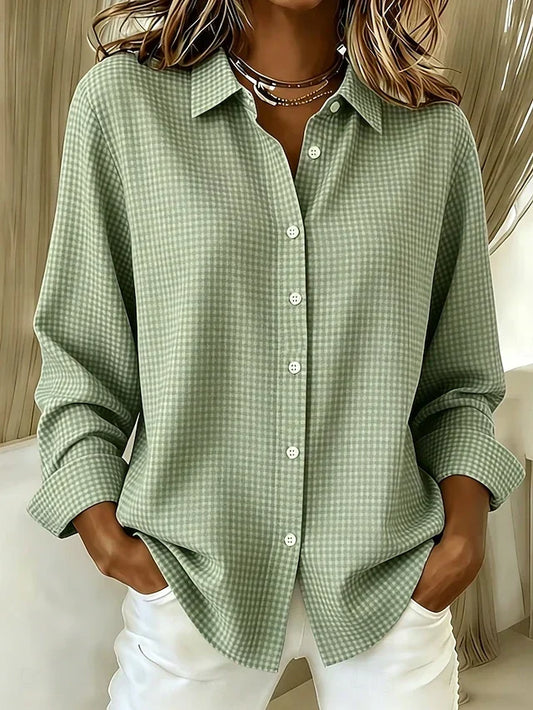 Hillrose™ Blusa Relaxed de Vichy Abotonada