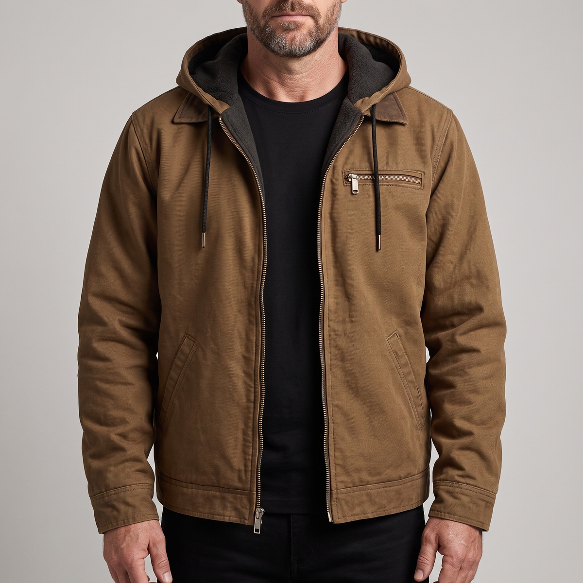Teodoro | Chaqueta de Trabajo para Hombre con Capucha y Forro Sherpa