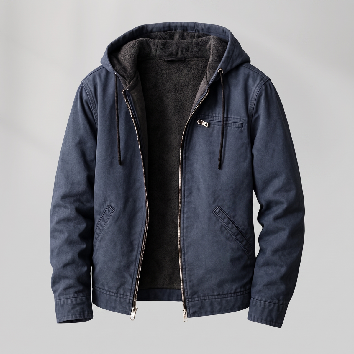 Teodoro | Chaqueta de Trabajo para Hombre con Capucha y Forro Sherpa - Azul