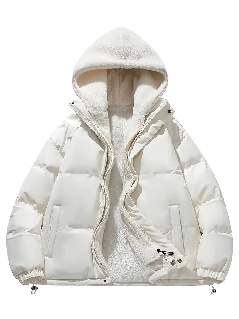 Tula | Chaqueta Acolchada con Forro de Borreguito y Capucha para Mujer - Blanco