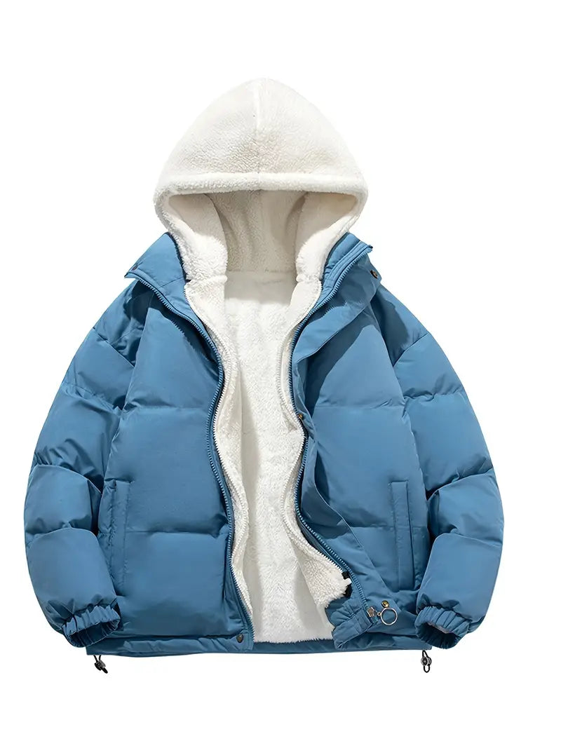 Tula | Chaqueta Acolchada con Forro de Borreguito y Capucha para Mujer - Azul