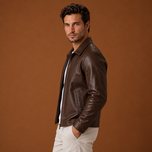 Urbano | Chaqueta Efecto Piel con Cremallera y Cuello Camisero para Hombre