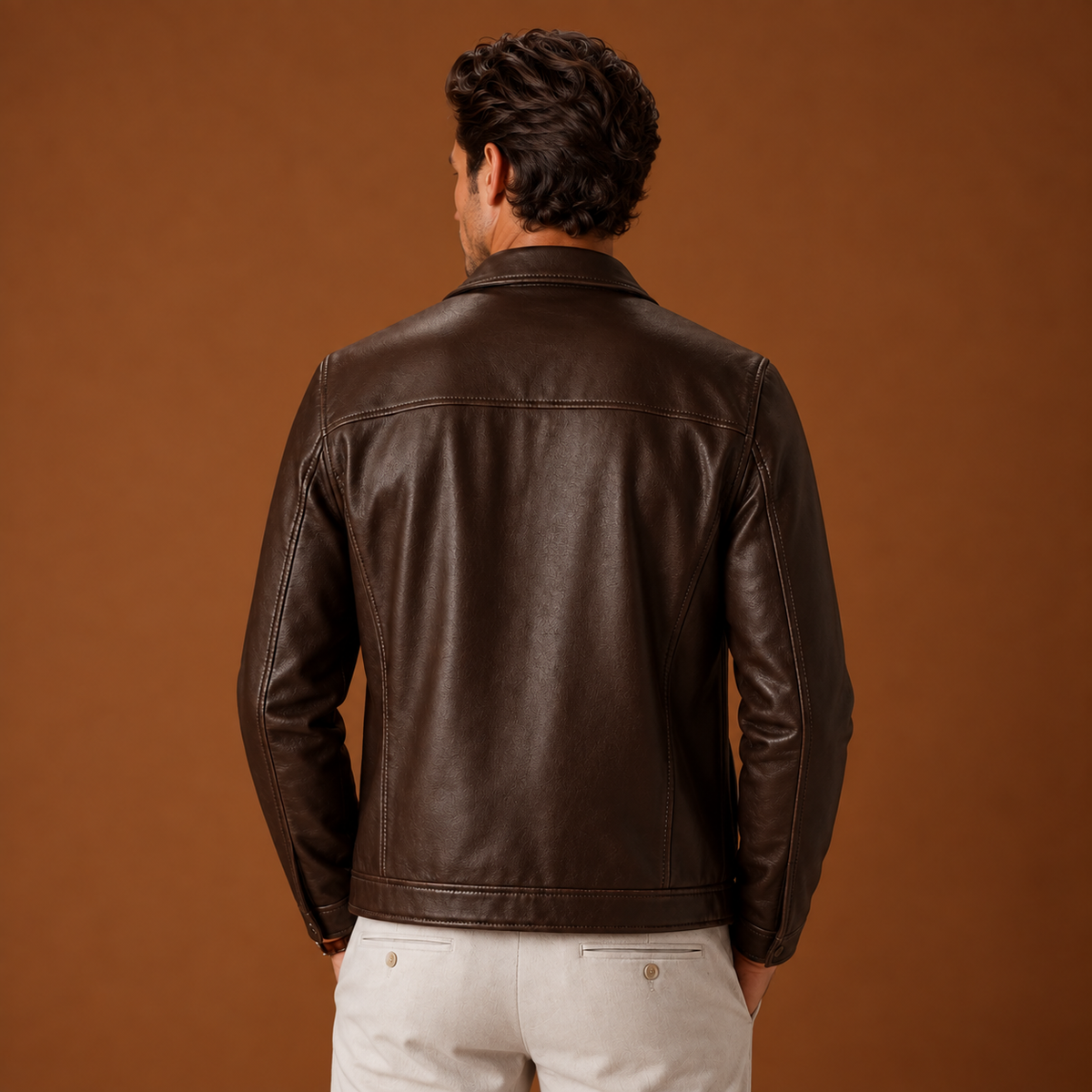 Urbano | Chaqueta Efecto Piel con Cremallera y Cuello Camisero para Hombre