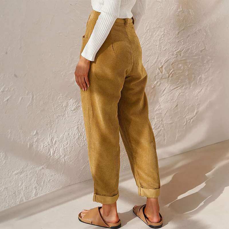 Valvanera | Pantalón de Pana de Talle Alto con Pinzas y Pierna Cónica - vista 6