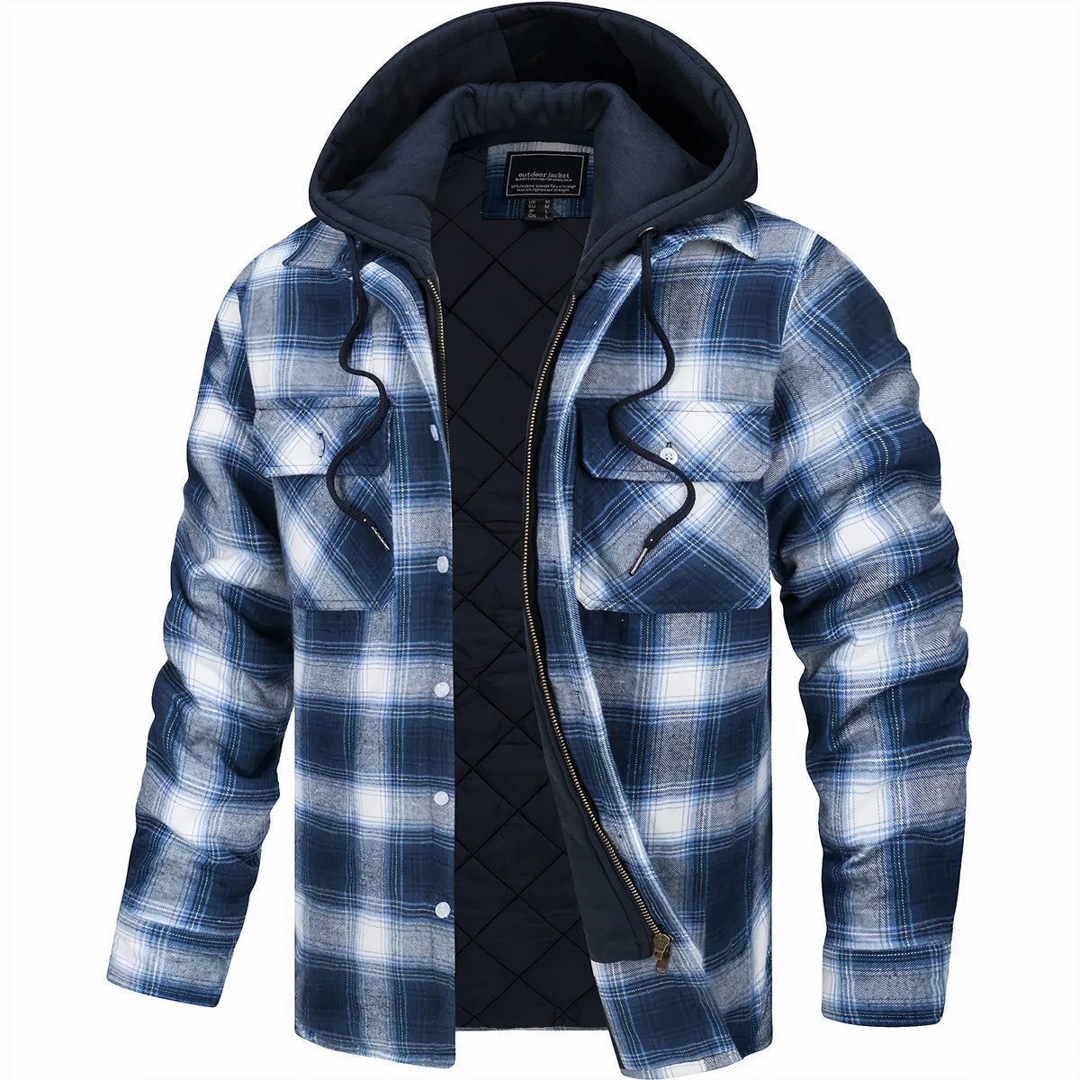 Chaqueta hombre cuadros con cremallera cálida invierno