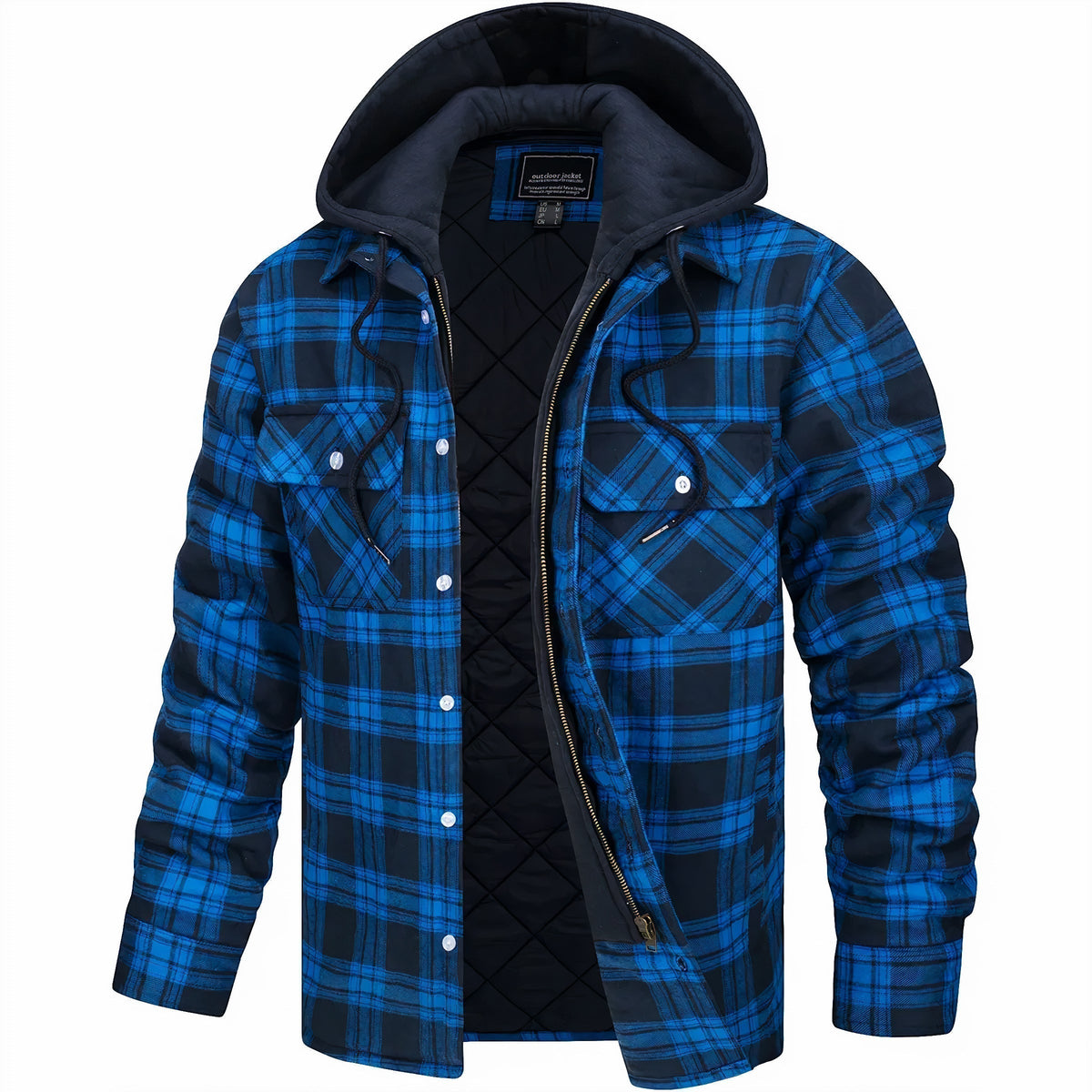 Chaqueta hombre cuadros con cremallera cálida invierno