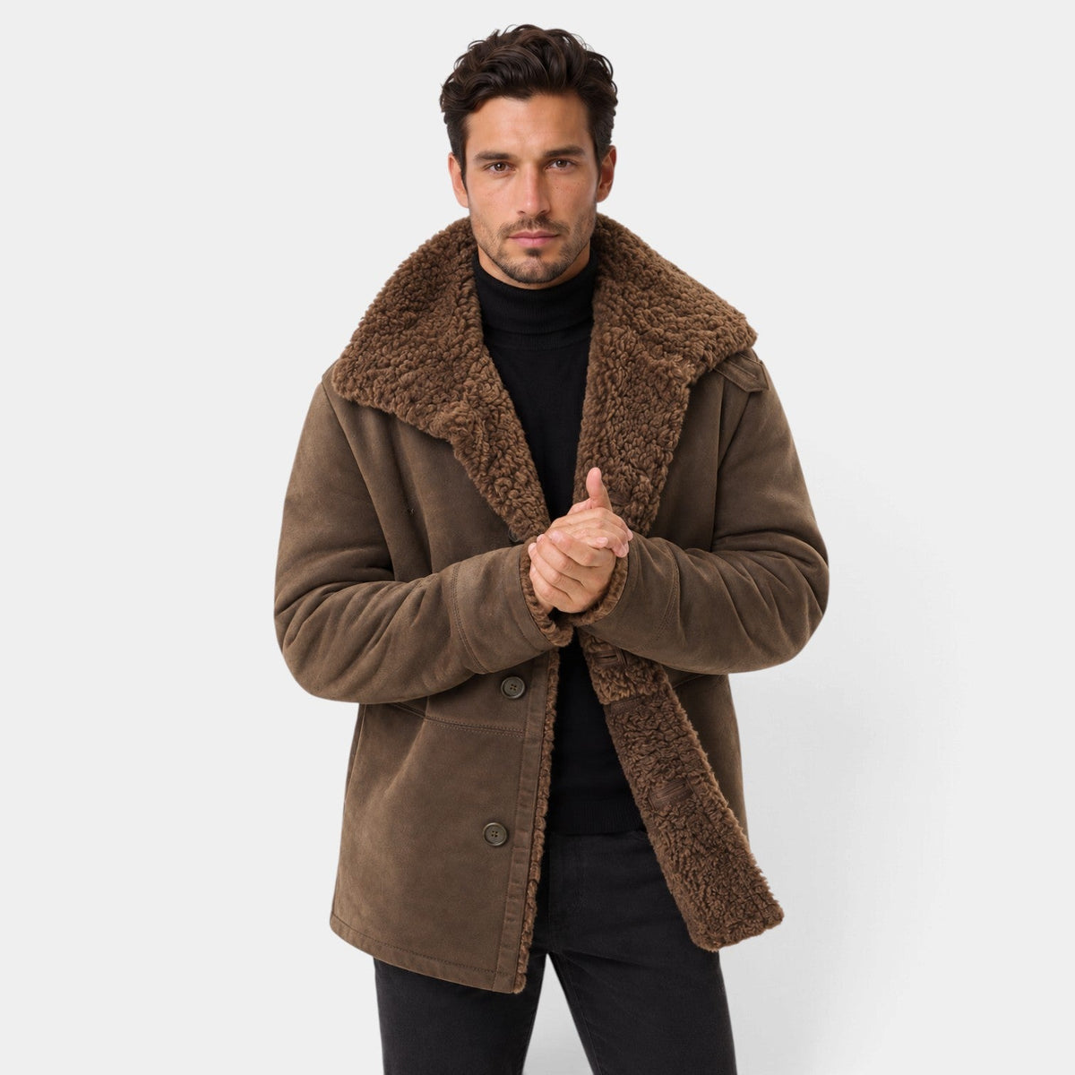 Venancio | Chaquetón Efecto Ante con Forro de Borreguito para Hombre - Marrón