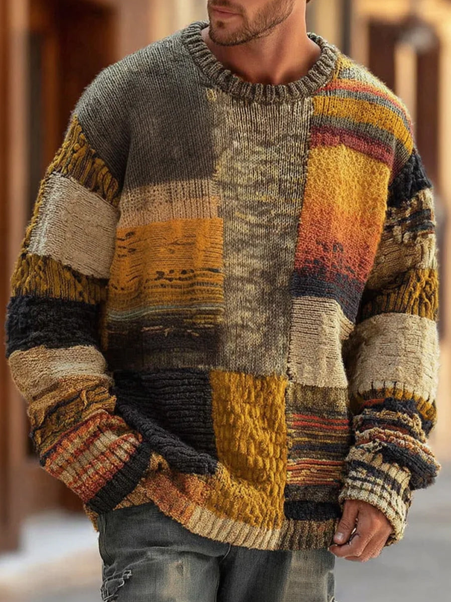 Vicente | Jersey de Punto Patchwork Multicolor para Hombre - Multicolor