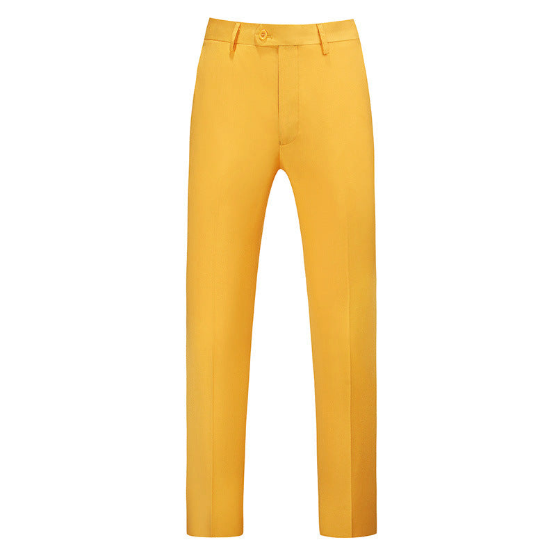 Víctor | Pantalón de Vestir de Hombre Slim con Raya Marcada - Amarillo anaranjado