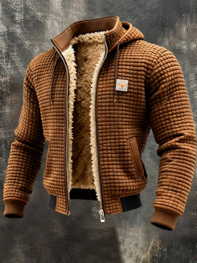 Chaqueta retro hombre con capucha y cremallera forrada