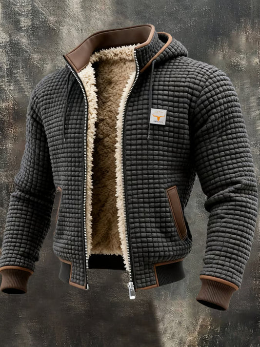 Chaqueta retro hombre con capucha y cremallera forrada