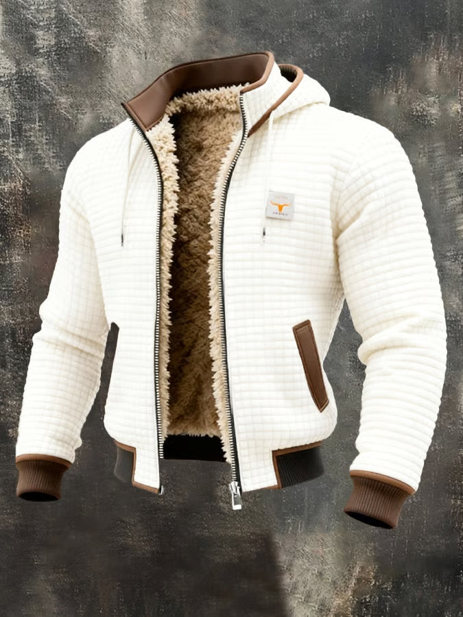 Chaqueta retro hombre con capucha y cremallera forrada
