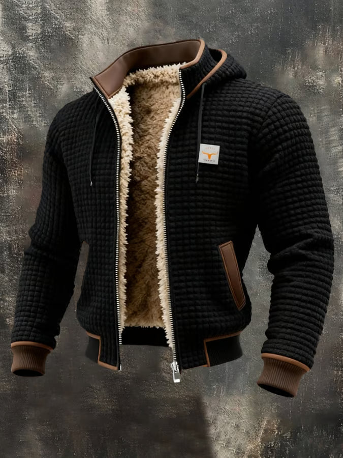 Chaqueta retro hombre con capucha y cremallera forrada