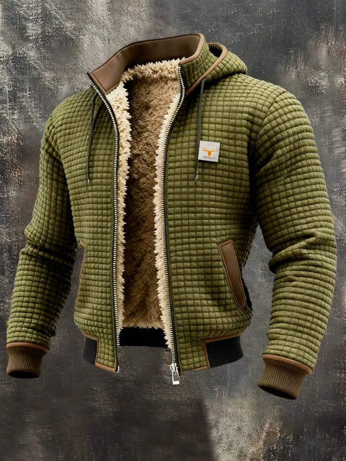 Chaqueta retro hombre con capucha y cremallera forrada
