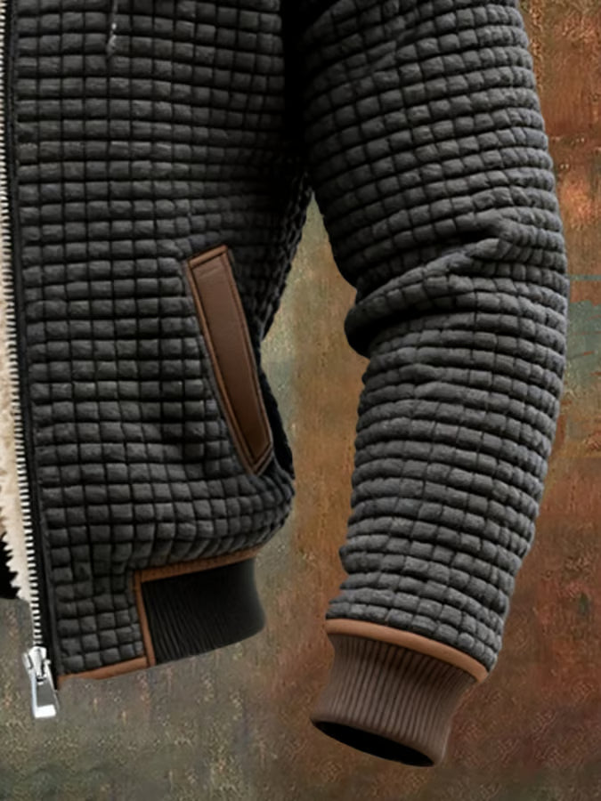 Chaqueta retro hombre con capucha y cremallera forrada