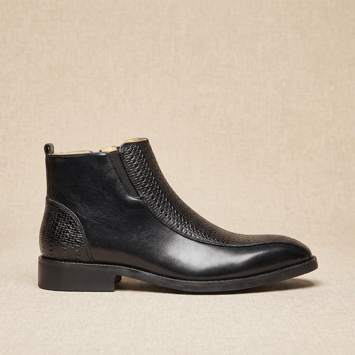Wenceslao | Botines de Hombre Efecto Piel con Panel Trenzado y Cremallera