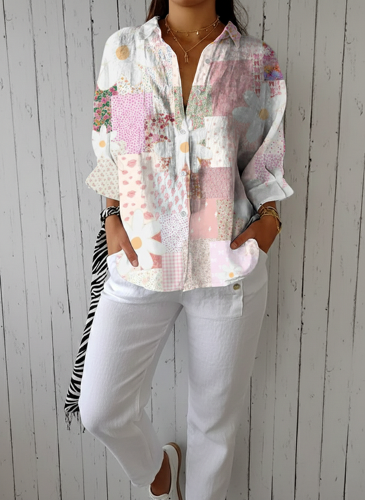 Fanny | Blusa de Margaritas con Patchwork