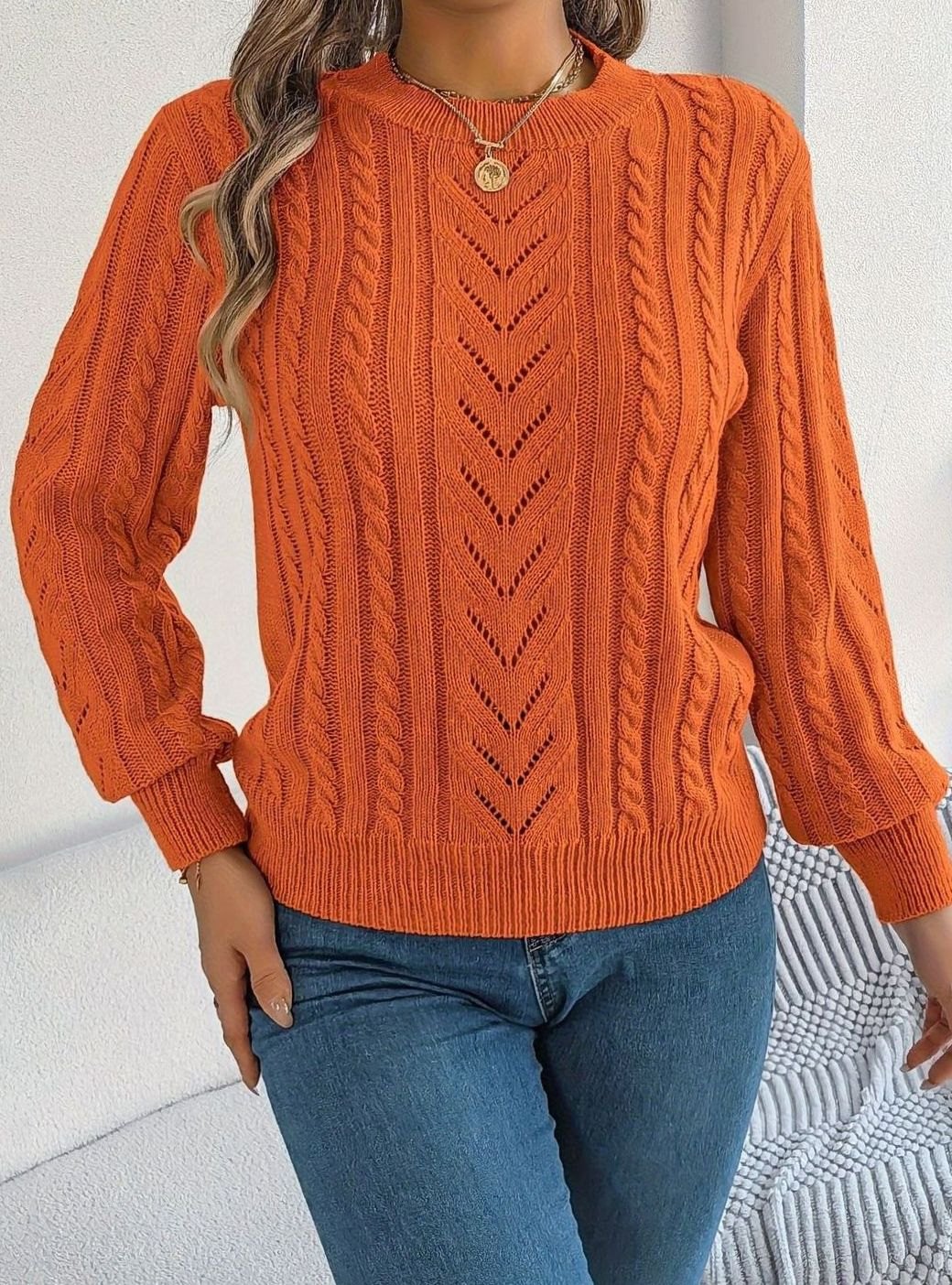 Jersey de ochos mujer cuello redondo punto calado