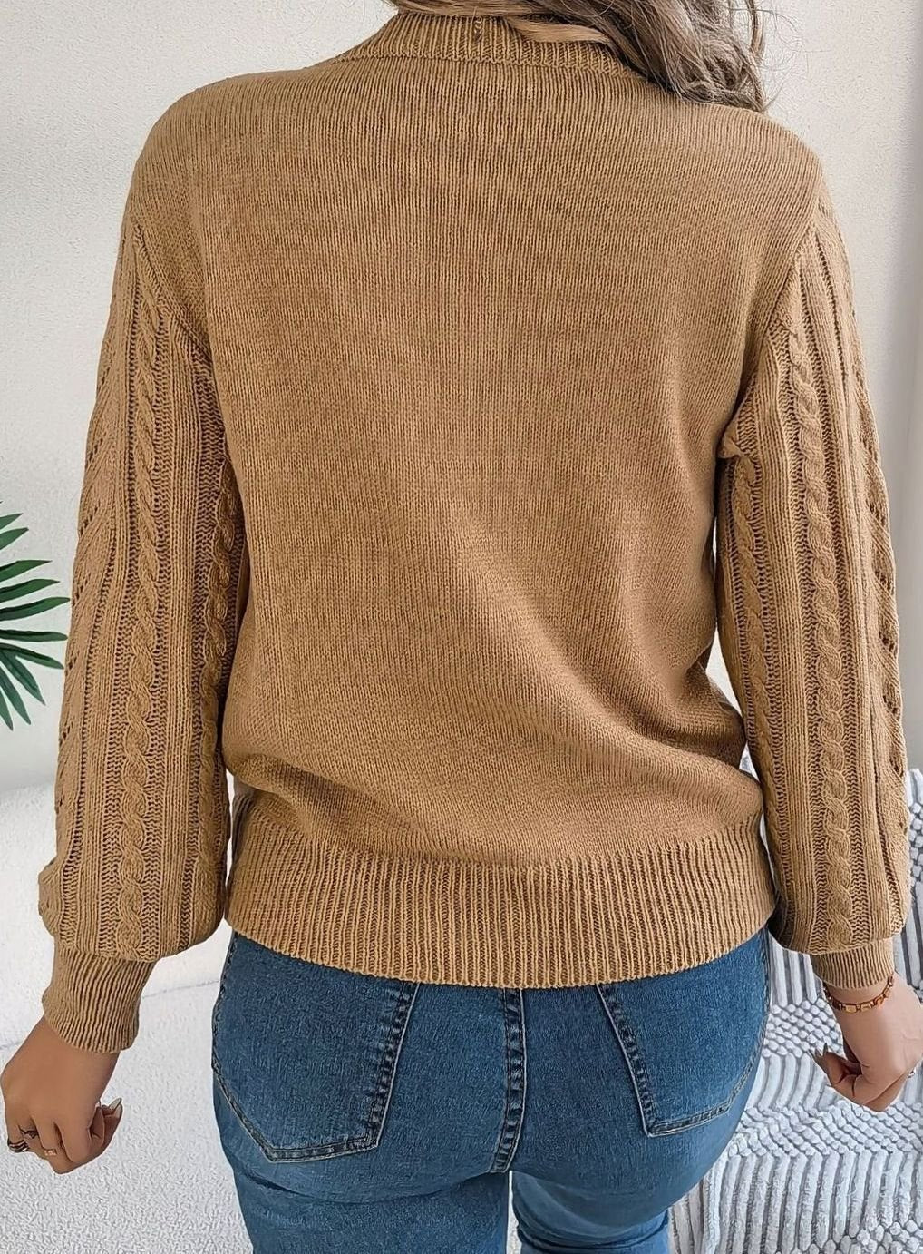 Jersey de ochos mujer cuello redondo punto calado