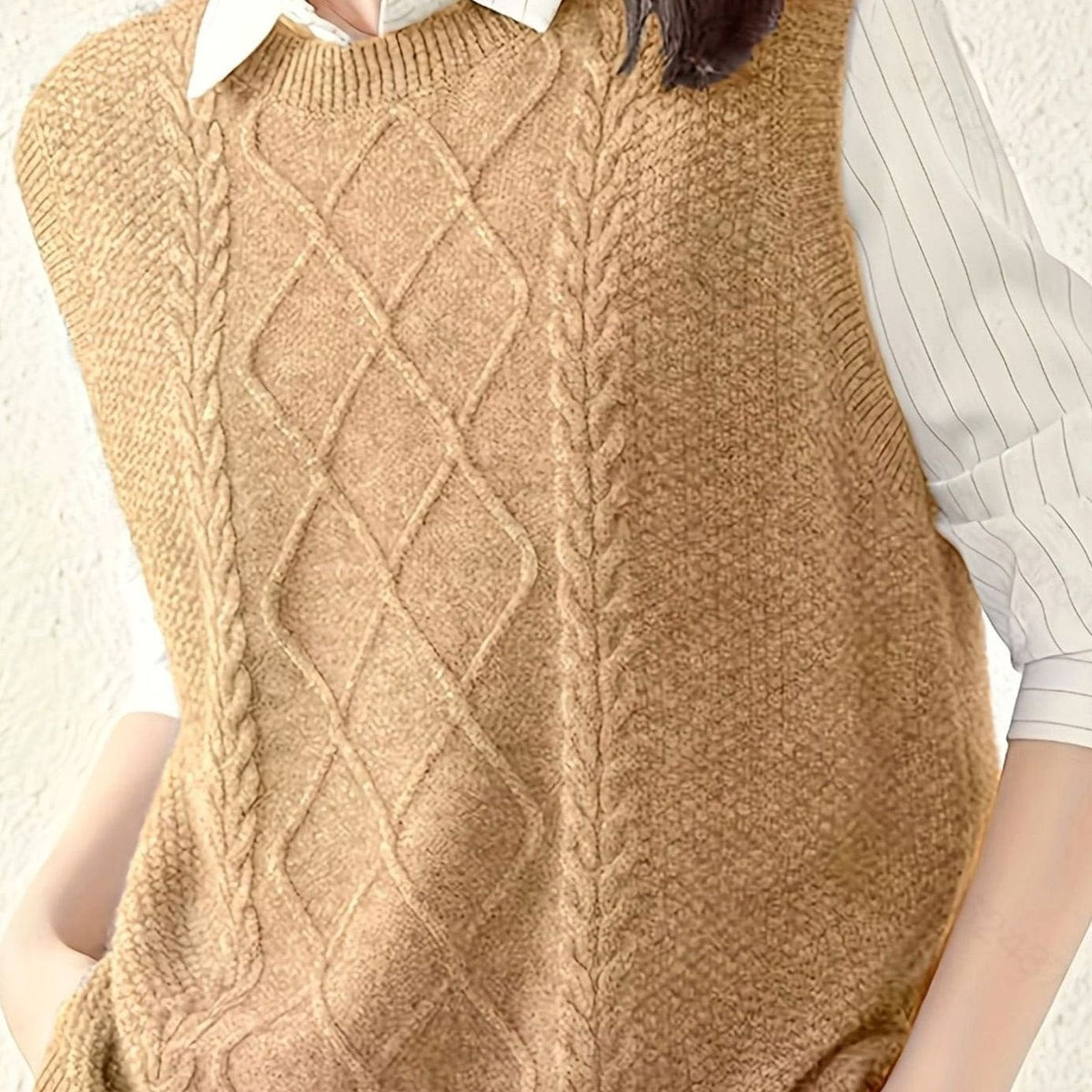 Chaleco de punto rombos mujer cuello redondo