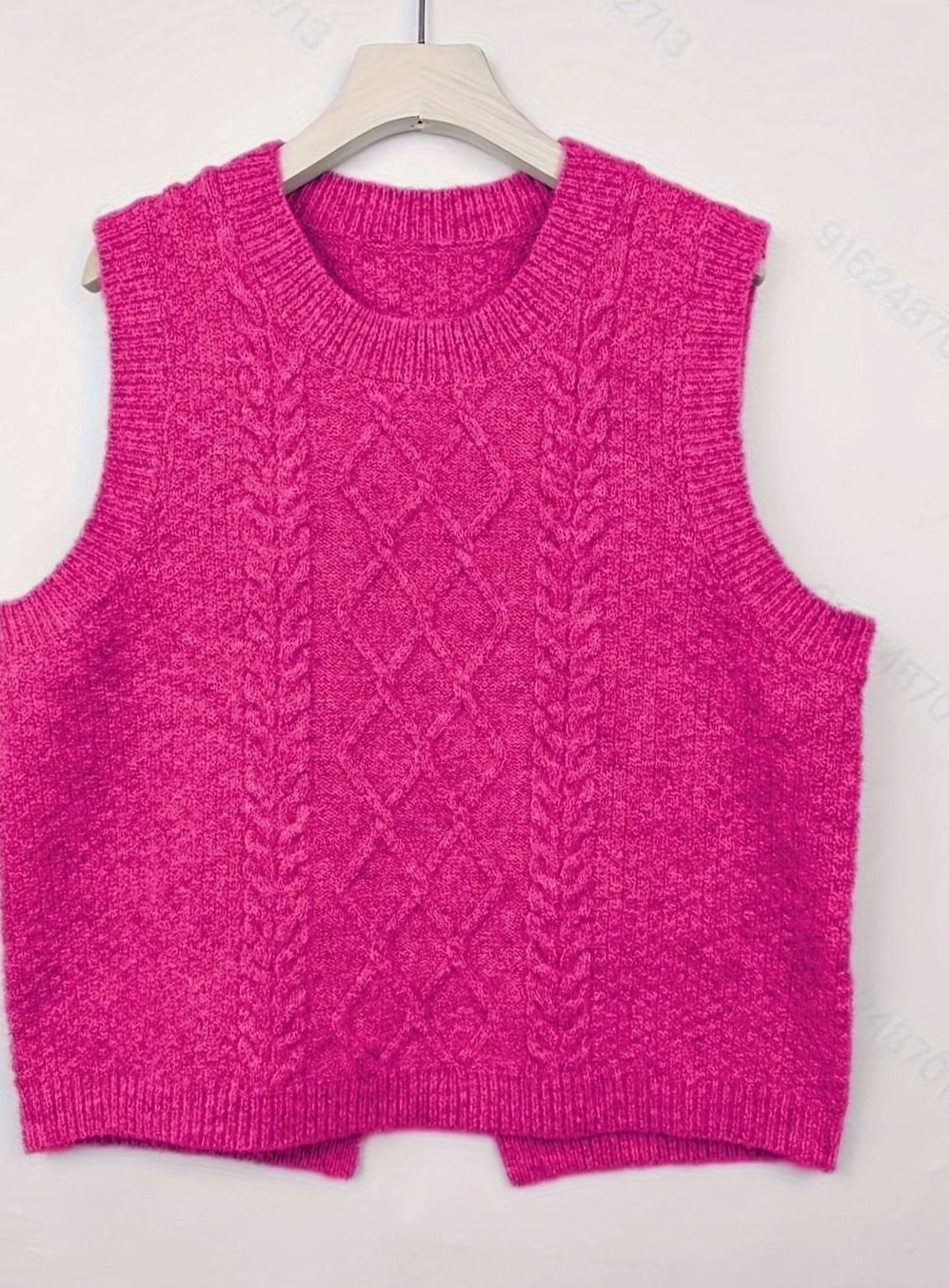 Chaleco de punto rombos mujer cuello redondo