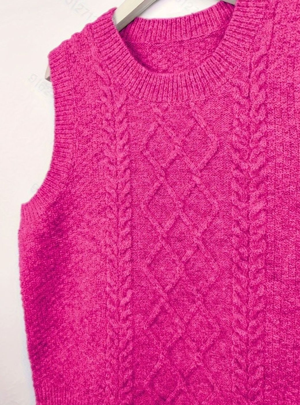 Chaleco de punto rombos mujer cuello redondo