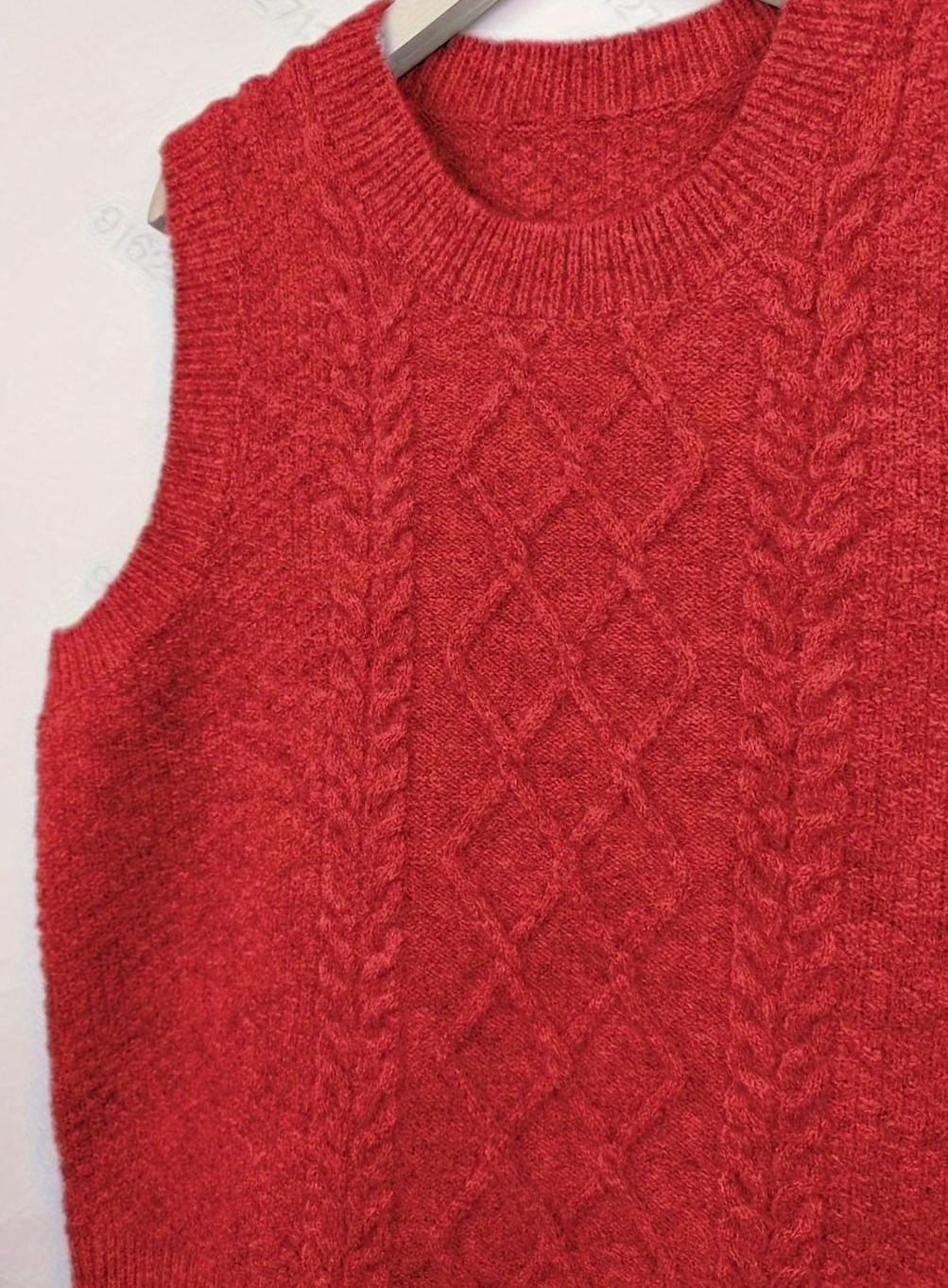 Chaleco de punto rombos mujer cuello redondo