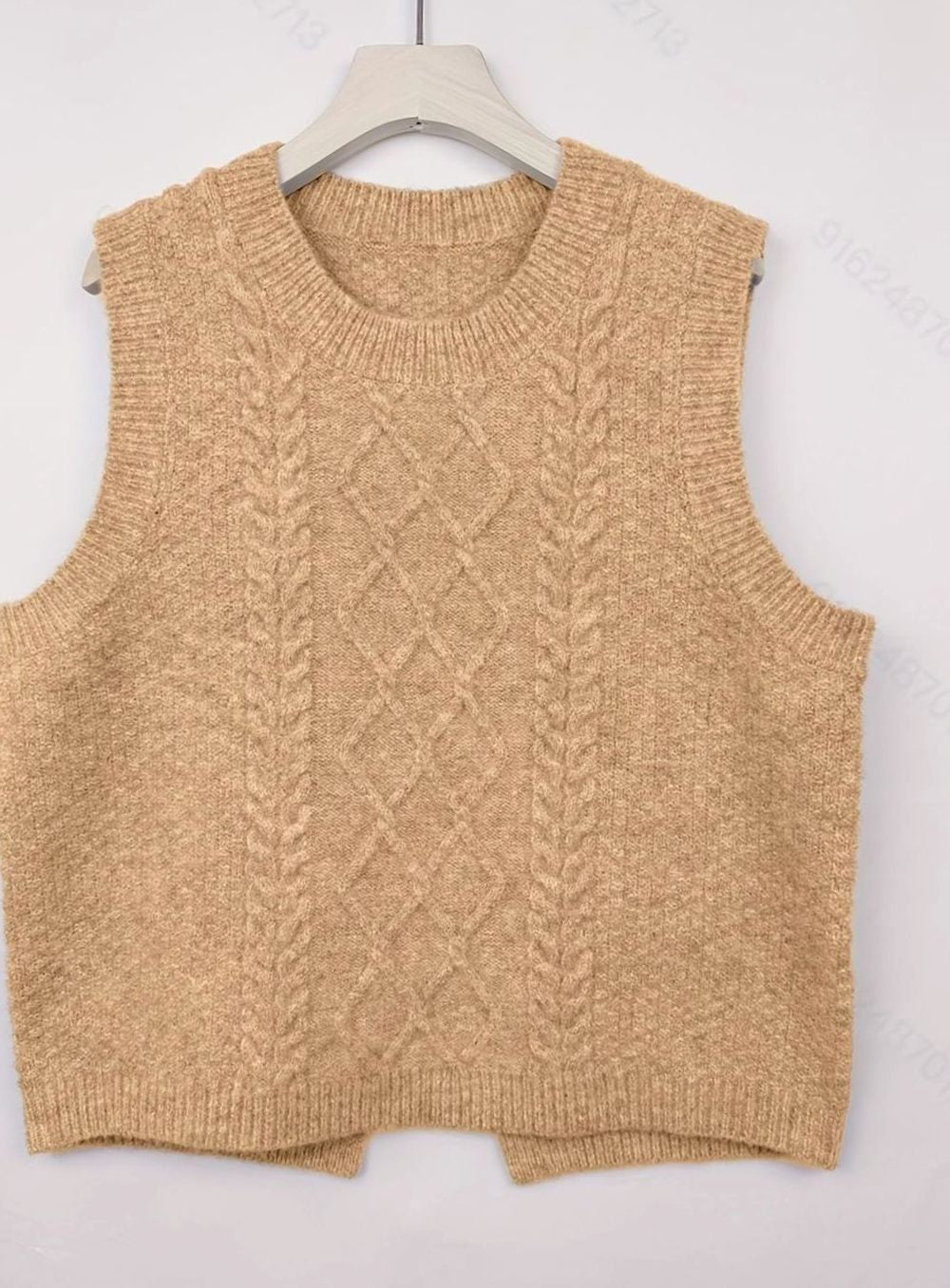 Chaleco de punto rombos mujer cuello redondo
