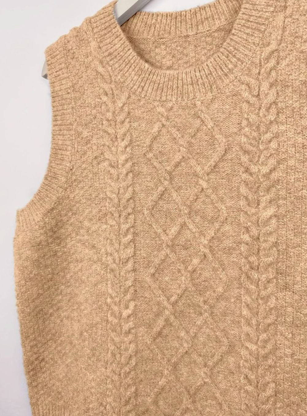 Chaleco de punto rombos mujer cuello redondo