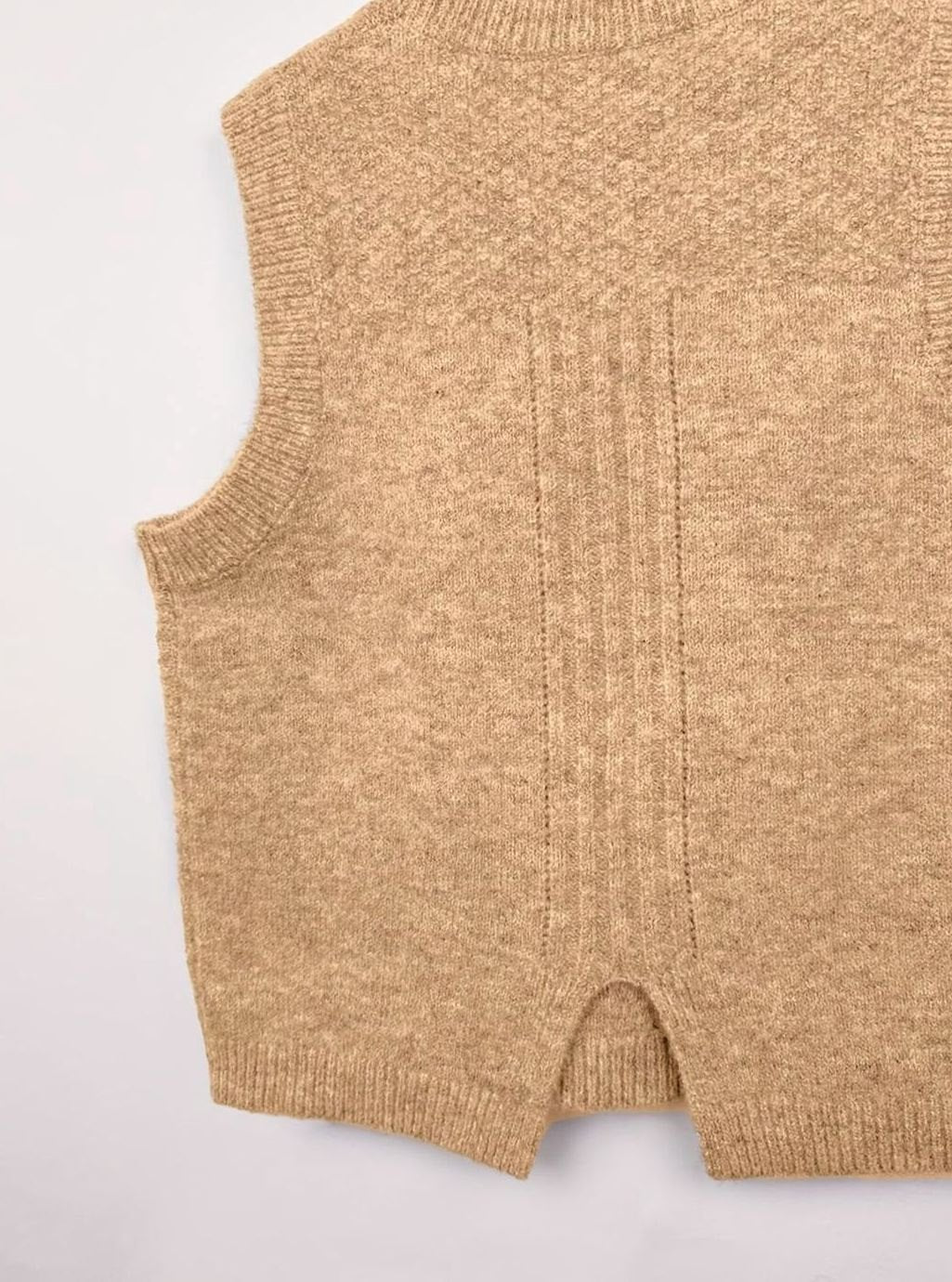 Chaleco de punto rombos mujer cuello redondo