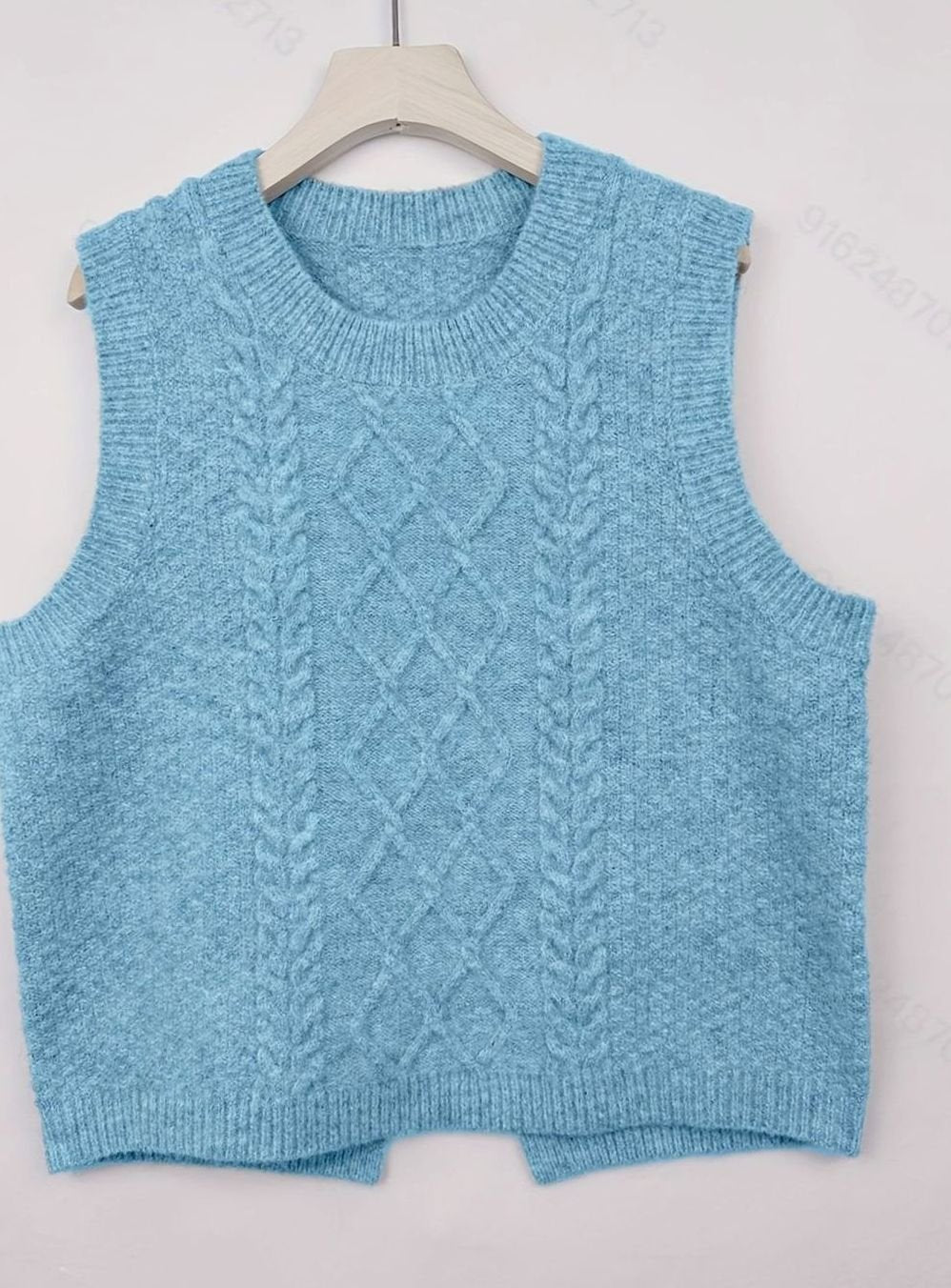 Chaleco de punto rombos mujer cuello redondo