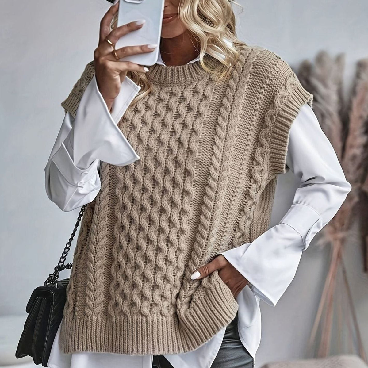 Chaleco de punto mujer ochos cuello semicisne