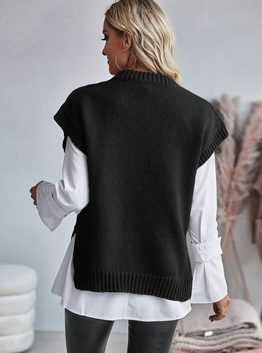Chaleco de punto mujer ochos cuello semicisne