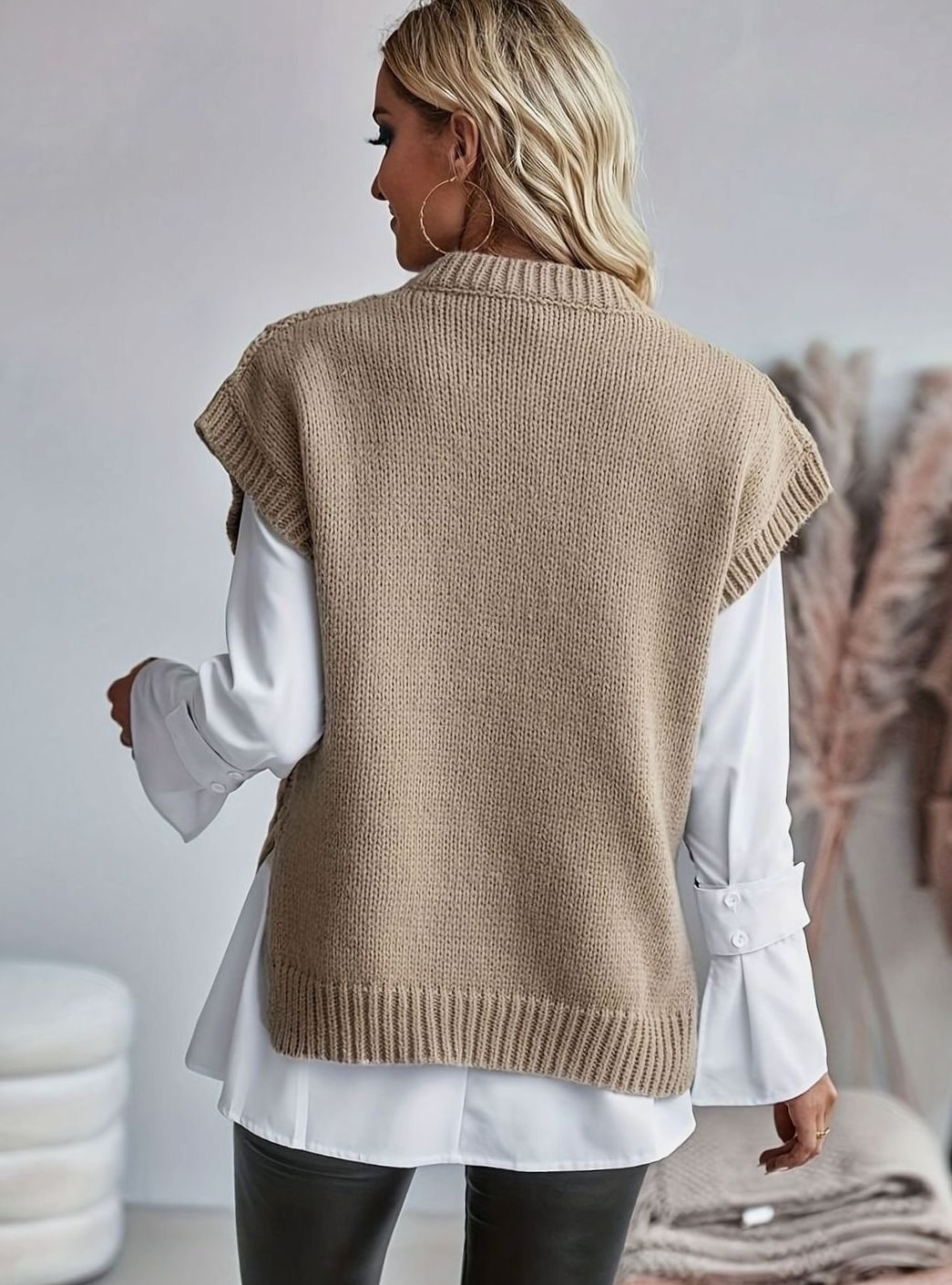 Chaleco de punto mujer ochos cuello semicisne