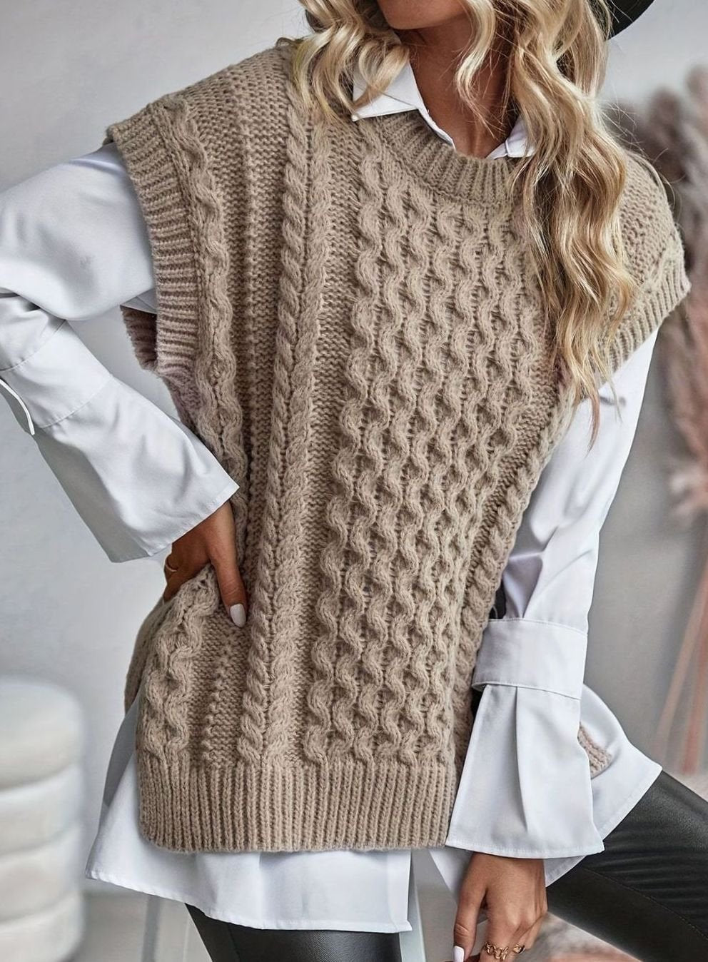 Chaleco de punto mujer ochos cuello semicisne
