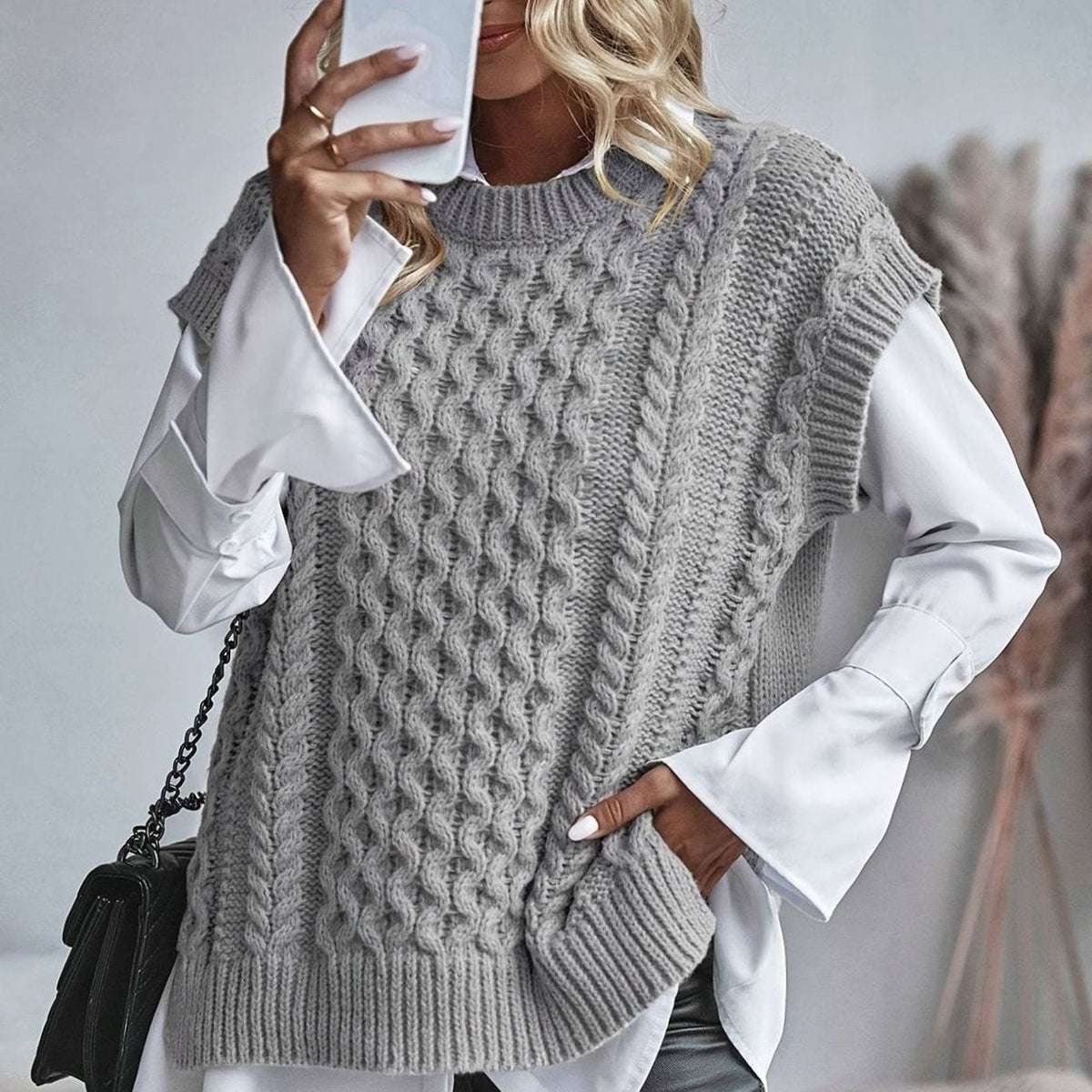 Chaleco de punto mujer ochos cuello semicisne