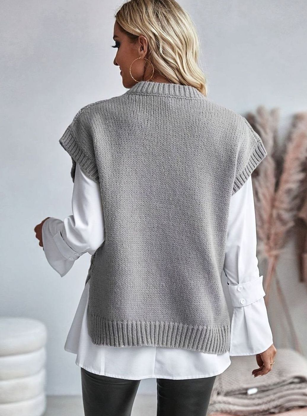 Chaleco de punto mujer ochos cuello semicisne