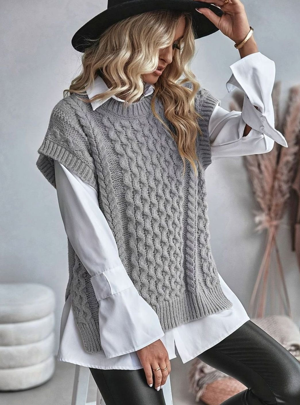 Chaleco de punto mujer ochos cuello semicisne