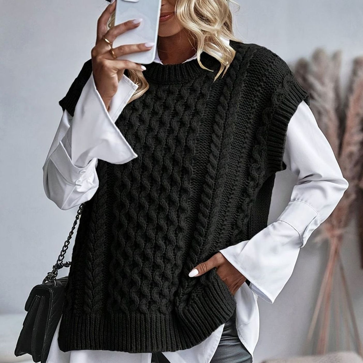 Chaleco de punto mujer ochos cuello semicisne