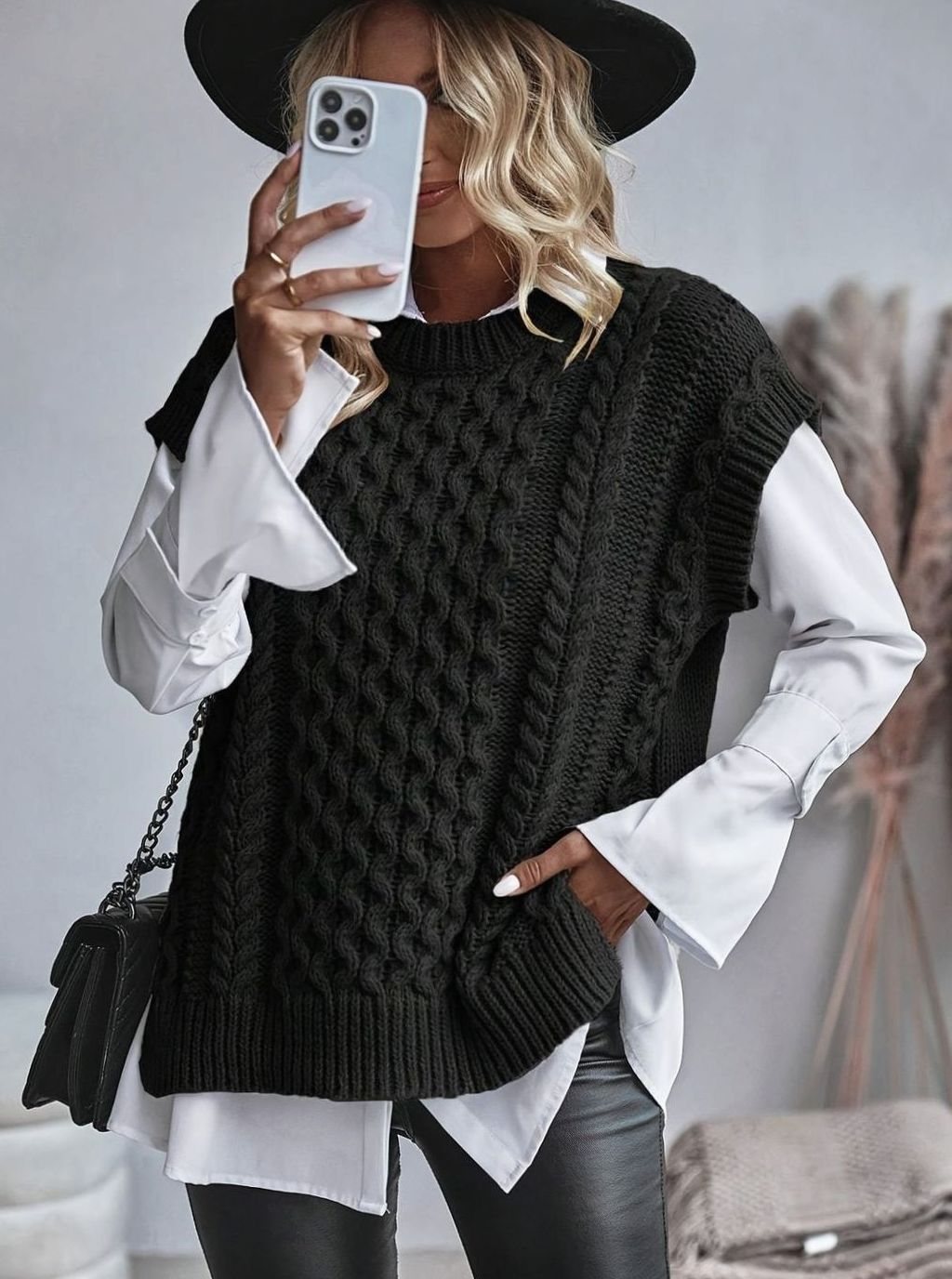 Chaleco de punto mujer ochos cuello semicisne