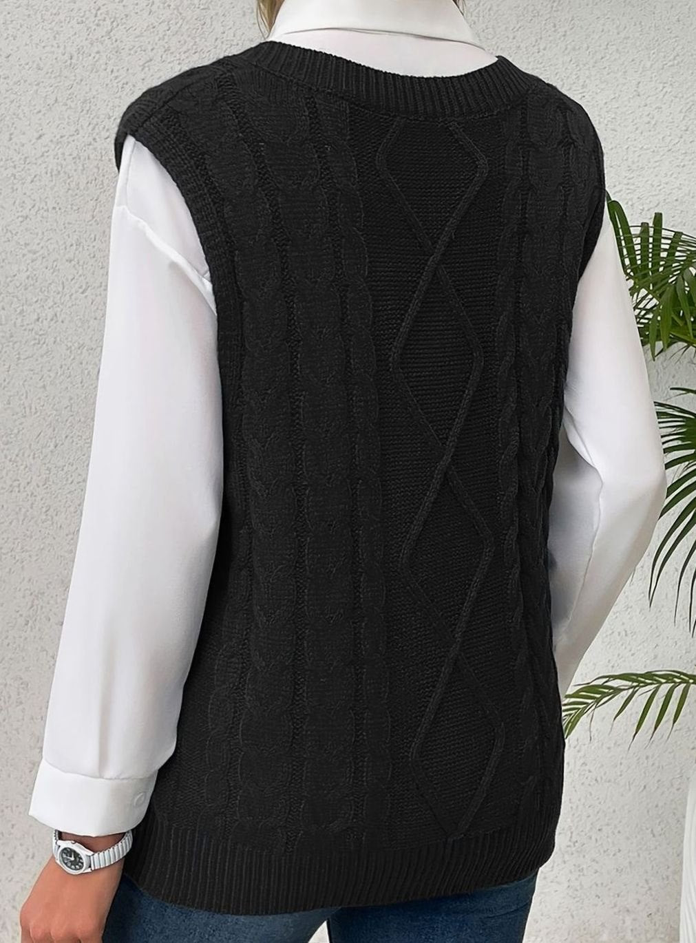 Chaleco de punto ochos mujer cuello pico