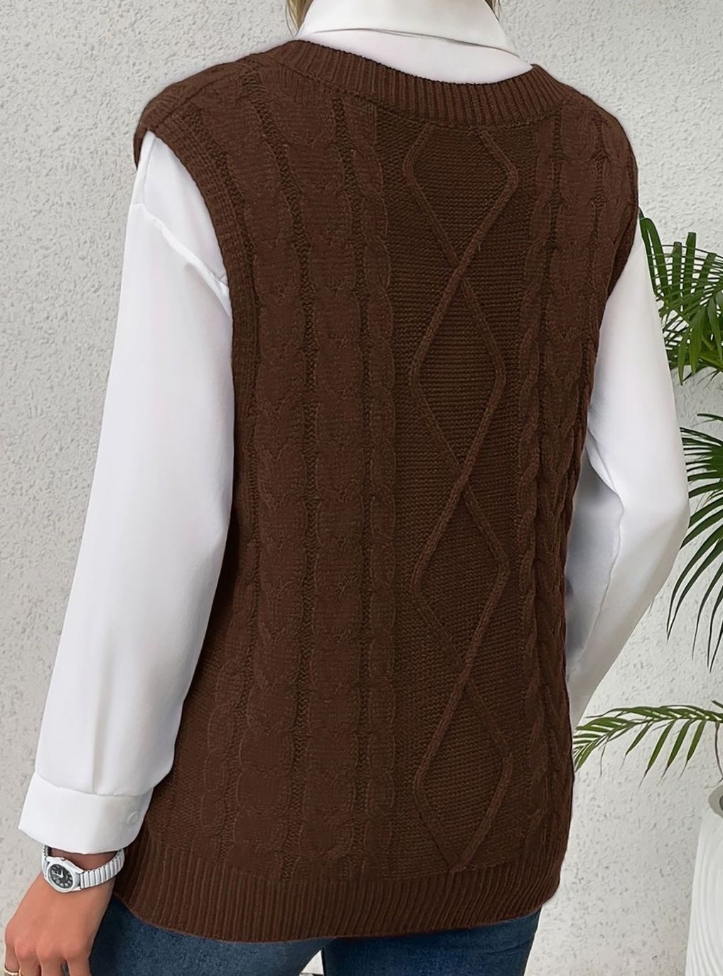 Chaleco de punto ochos mujer cuello pico