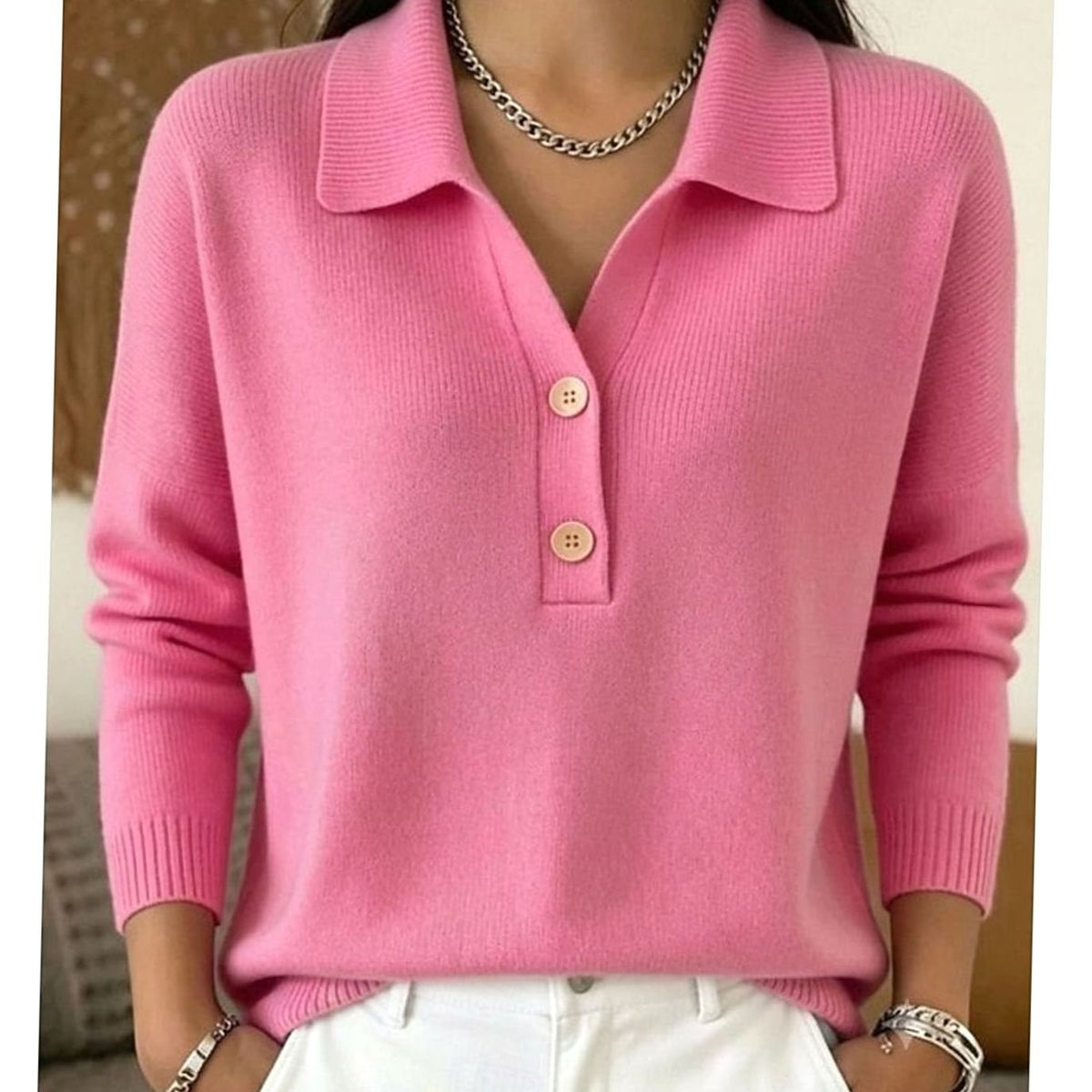 Jersey cuello polo mujer tapeta de botones