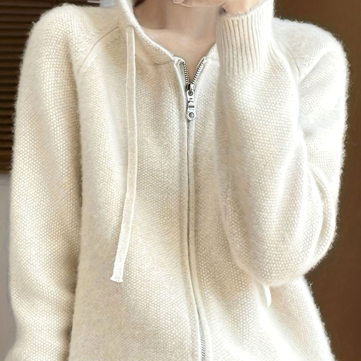 Chaqueta de punto mujer cremallera y capucha