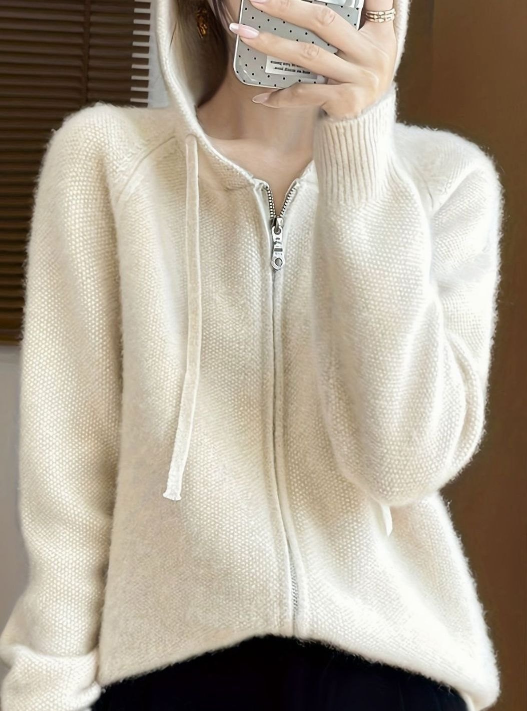 Chaqueta de punto mujer cremallera y capucha