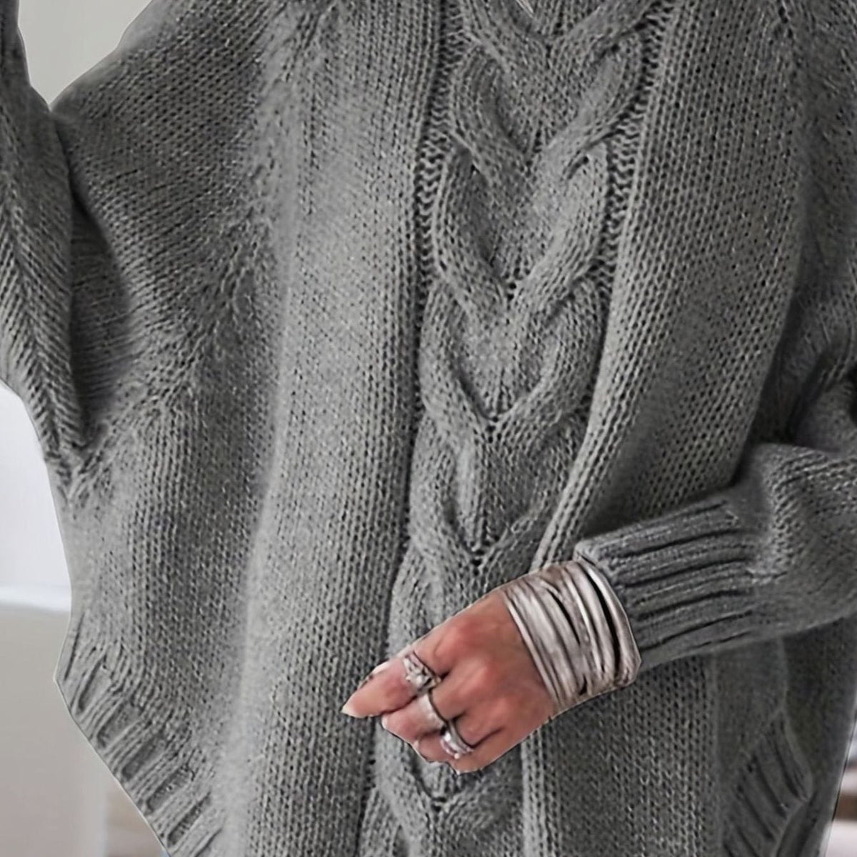 Jersey cuello alto mujer oversize punto de ochos