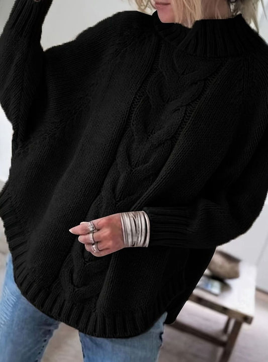 Jersey cuello alto mujer oversize punto de ochos