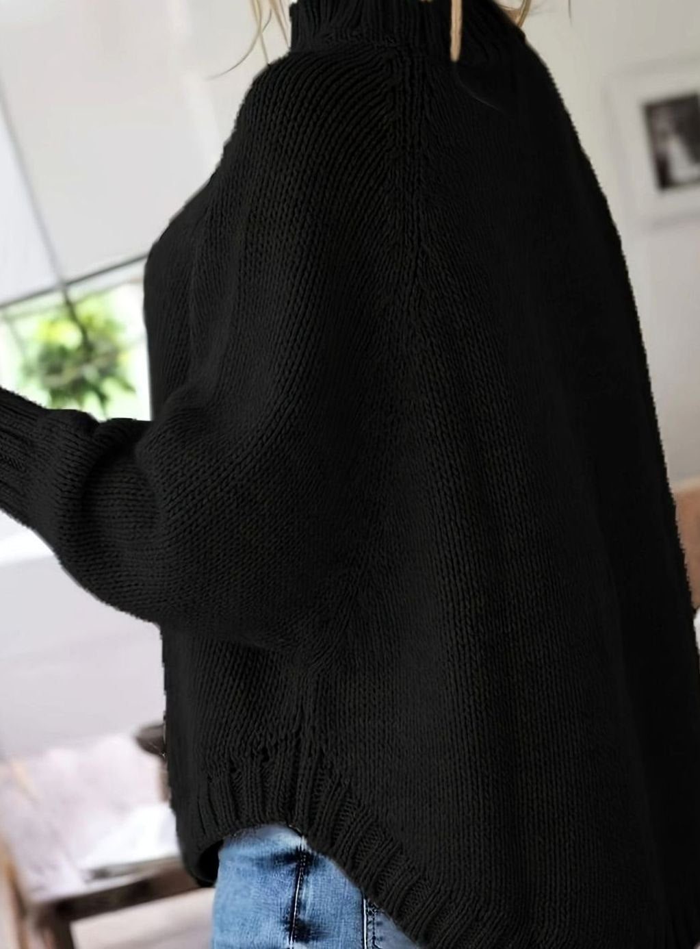 Jersey cuello alto mujer oversize punto de ochos